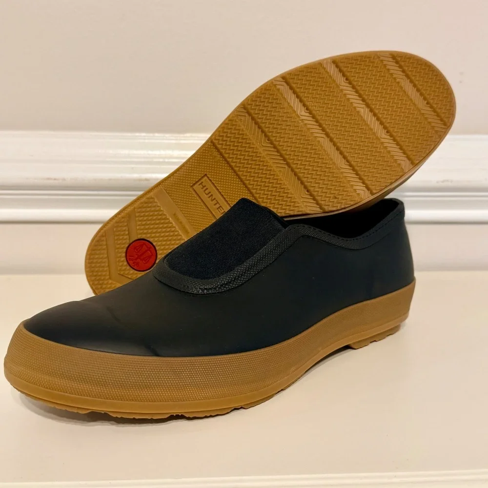 Hunter Original Rubber Loafers Black Waterproof Slip On Shoes Mens 9 Womens 10